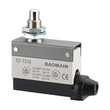 Baomain Limit Switch Panel Mount Push Plunger Momentary Type SPDT 1NC+1NO AC DC 380V 10A Micro Switch TZ-7310