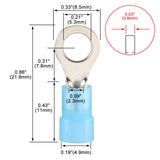 Baomain Nylon Insulated Ring Terminals 16-14 AWG (1.5-2.5 mm²) USA #8 Stud Size 0.2'' Blue RNYBS2-5 1000pcs