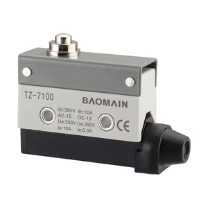 Baomain Limit Switch Short Push Plunger SPDT 1NC+1NO AC DC 380V 10A Momentary Type TZ-7100 CE Listed