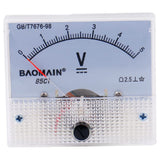 Baomain Analog Voltmeter 85C1 DC 1V/2V/3V/5/10V/15V/30V/50V/75V/100V/150V/200V/300V/450V/500V/800V  Rectangle Analog Volt Panel Meter Gauge