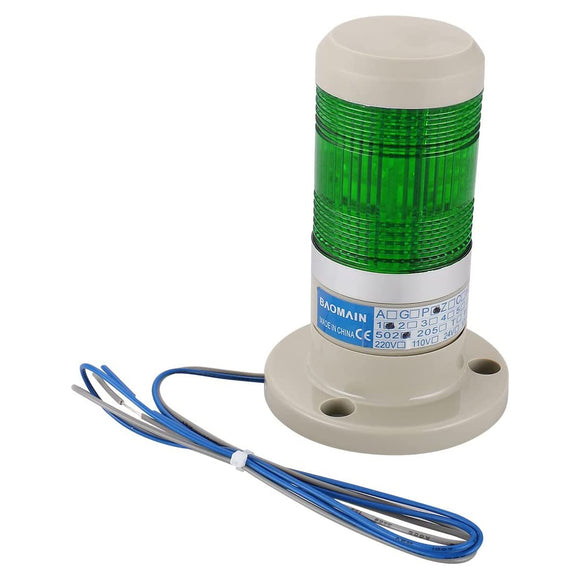 Baomain Warning Continuous Light DC 12V/24V AC 110V/220V Green LED Industrial Signal Light Tower Lamp LTP-502T