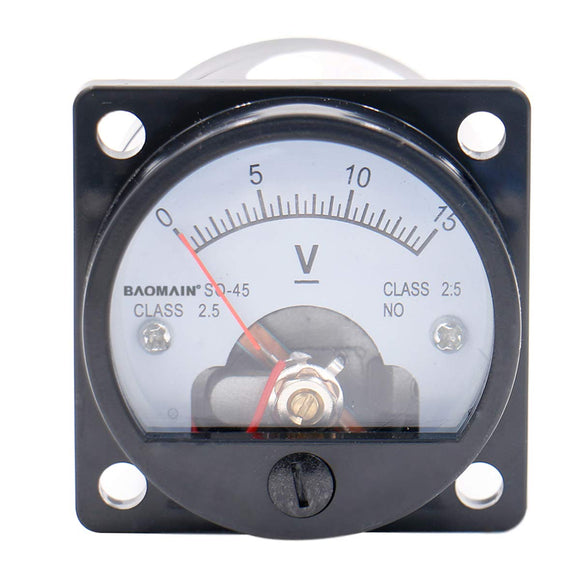 Baomain Analog Dial Panel Meter Voltmeter Gauge SO-45 AC 0-15/150V/300V Round Black