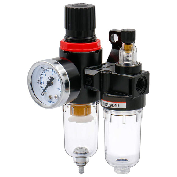 Baomain Pneumatic Air Combination 2 Unit Air Filter & Air Compressor Source Treatment with Pressure Gauge (1/4