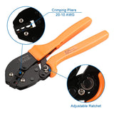 Baomain Ratchet Crimper Plier AP-30J Flag Female Quick Disconnects Crimping Tools Use for 0.5-6 mm² (20-10 AWG) Orange