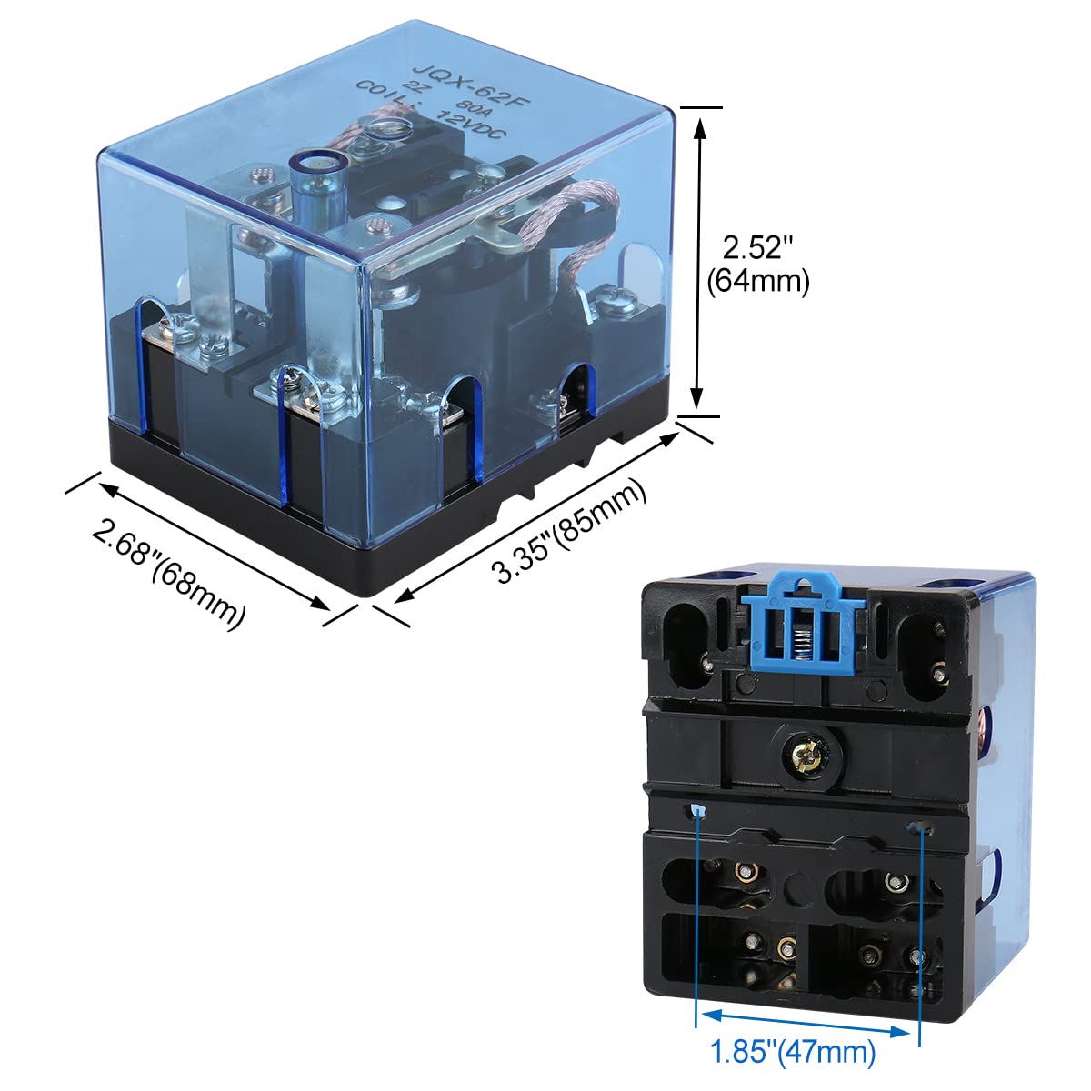 Baomain High Power Relay JQX-62F-2Z Coil Voltage DC 12V/24V AC 110V/220V 80A DPDT 2NO 2NC Electronmagnetic Relay