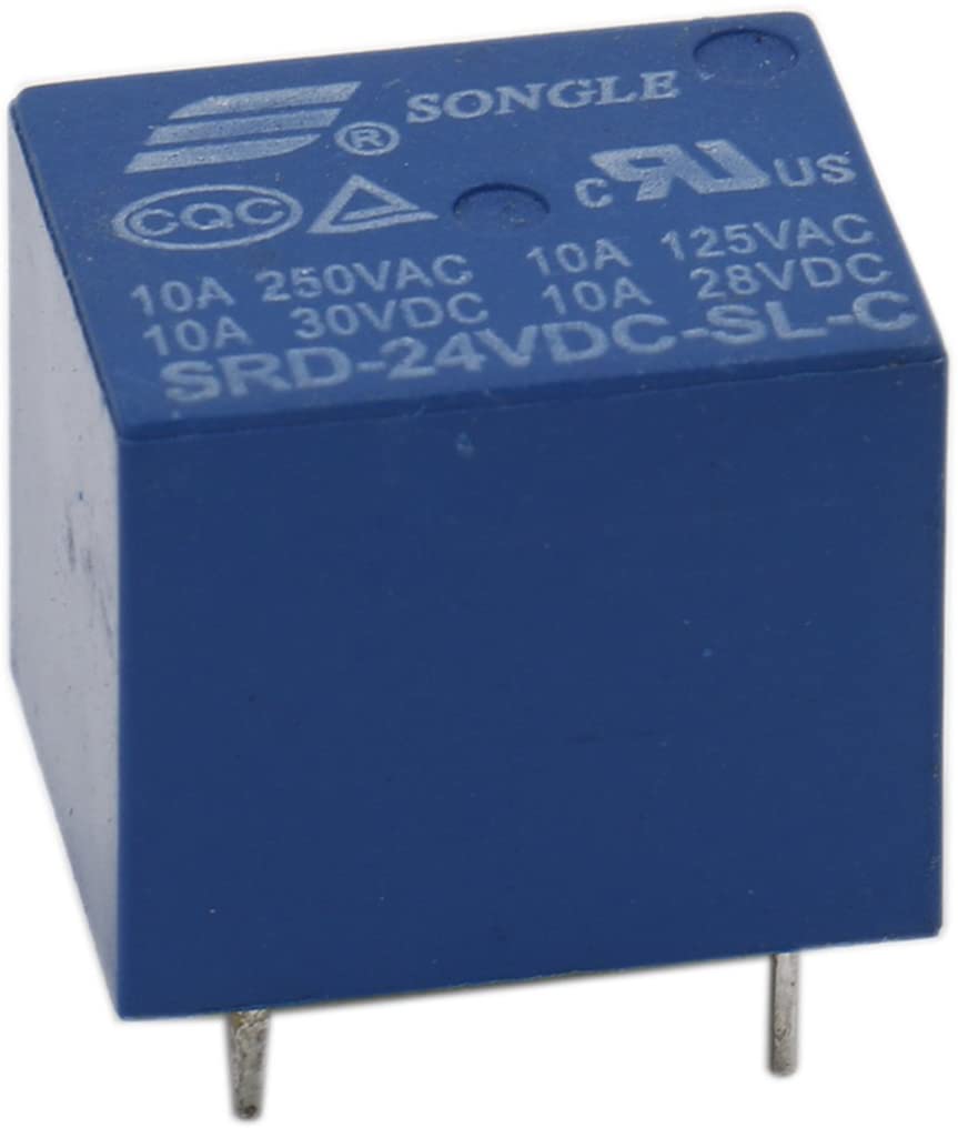 Baomain Mini PCB Power Relay SRD-24VDC-SL-C 24VDC SPST 10A 250VAC/28VDC 5 Pin 10 Pack