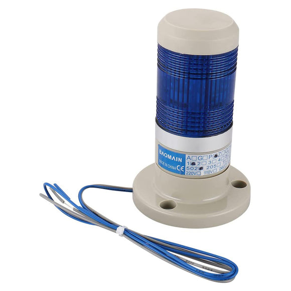 Baomain Warning Continuous Light DC 12V/24V AC 110V/220V Blue LED Industrial Signal Light Tower Lamp