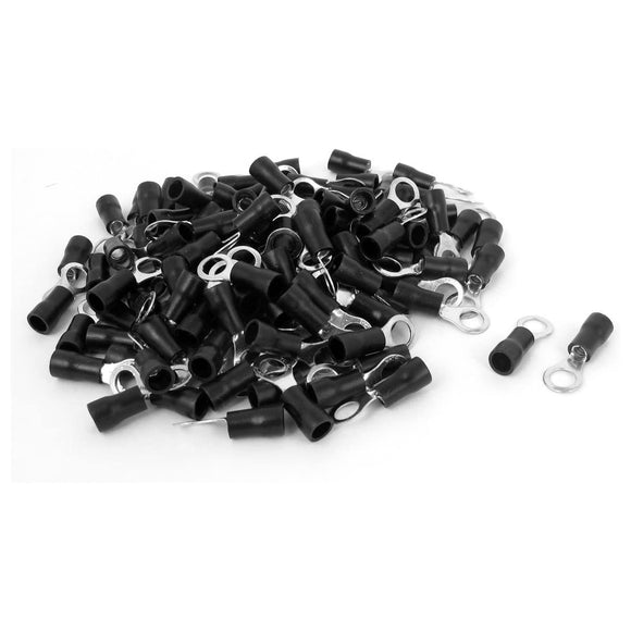 Baomain 120 pcs 27A RVS2-5 16-14 AWG Gauge #10 Wire Ring Terminals Black