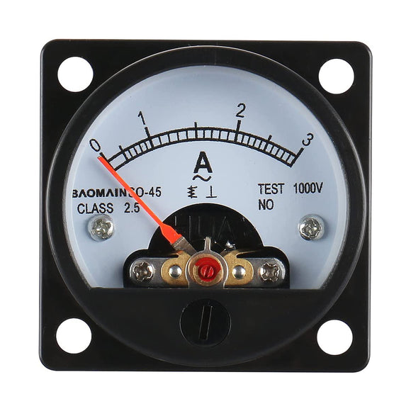 Baomain Ammeter AC 0-3A/5A/10A Round Analog Panel Meter Class 2.5 Accuracy Black SO-45