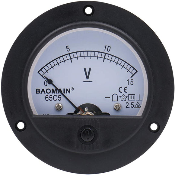Baomain 65C5 Analogue Panel Meter Volt Voltage Gauge Analog Voltmeter DC 0-15 V