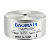 Baomain Electromagnet Solenoid 176LB /80kg Force Electric Lifting Magnet Holding Sucker BM-P65-30