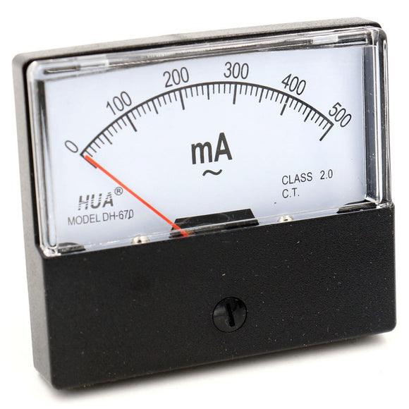 Baomain Ammeter DH-670 AC 0-500 mA Rectangular Ampere Needle Panel Meter Gauge Amperemeter