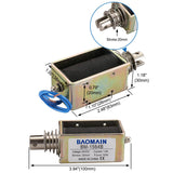 Baomain Push Pull Electromagnet Solenoid BM-1564B DC24V 1.4A Stroke 20mm 55N Open Frame Linear Actuator