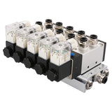 Baomain 5 Space Solenoid Valve 4V310-10 PT 3/8" 12V/24V/110V/220V 2 Position 5 way Base Muffler Quick Fittings Set