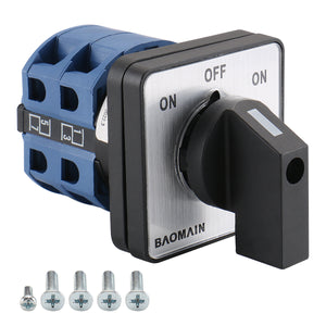 Baomain 25A Momentary Rotary Cam Changeover Selector Switch SZW26-25/B202.2 660V 2-Pole 3-Position 8 Terminals