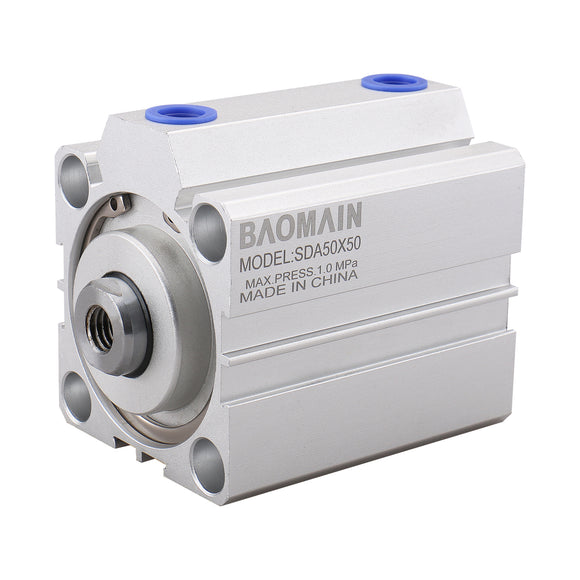 Baomain Compact Thin Pneumatic Air Cylinder SDA-50 Series 50mm Bore Double Action PT1/4 Port with 2 Fitting