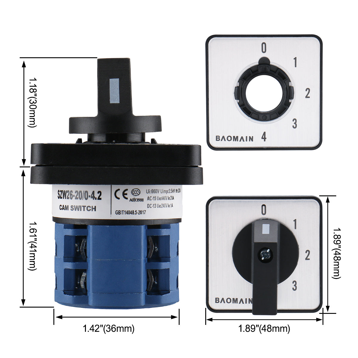 Commutatore Di Trasferimento Rotativo 20A/660V SZW26-20/D202.2 - 3 Posizioni, 8 Terminali | Per Saldatrici, Motori - Foto 7