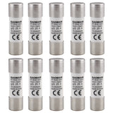 Baomain Cylindrical Fuse Holder RT18-63(X) 14mm X 51mm Fuse Base 2 Poles DIN Distribution Electrical Rail Mount 10 PCS of RO16 Fuse(25A/32A/40A/50A/63A Amp)CE&TüV Listed