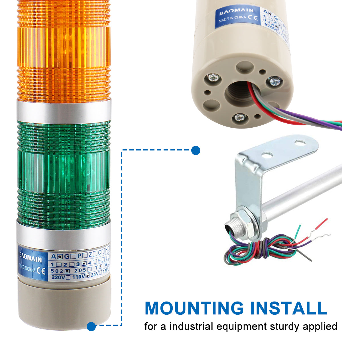 Industrial Signal Light Column Continuous Warning Light Red Green ...