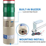 Baomain Industrial Signal Light Column LED Alarm Round Tower Light Indicator Continuous Light Warning Light Buzzer Red Green LTA-502TJ