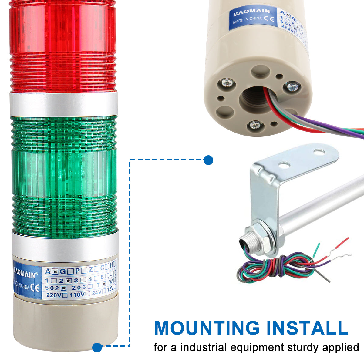 Signal Light Column LED Alarm Round Tower Indicator Continuous Light ...