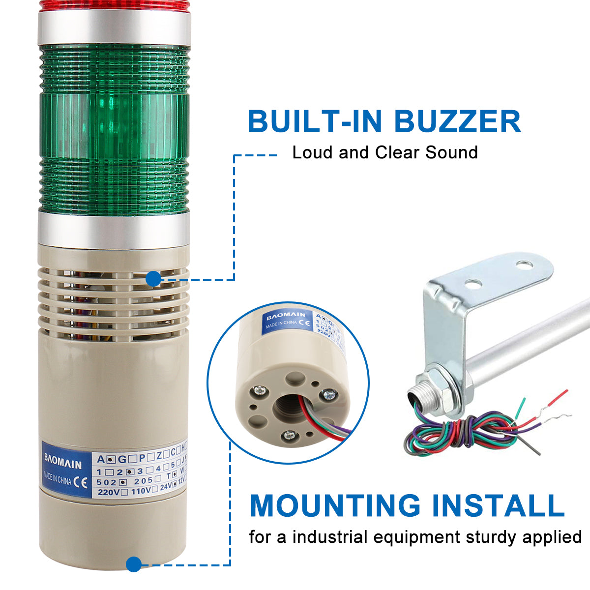 Industrial Signal Light Column LED Alarm Tower Light Indicator Flash ...