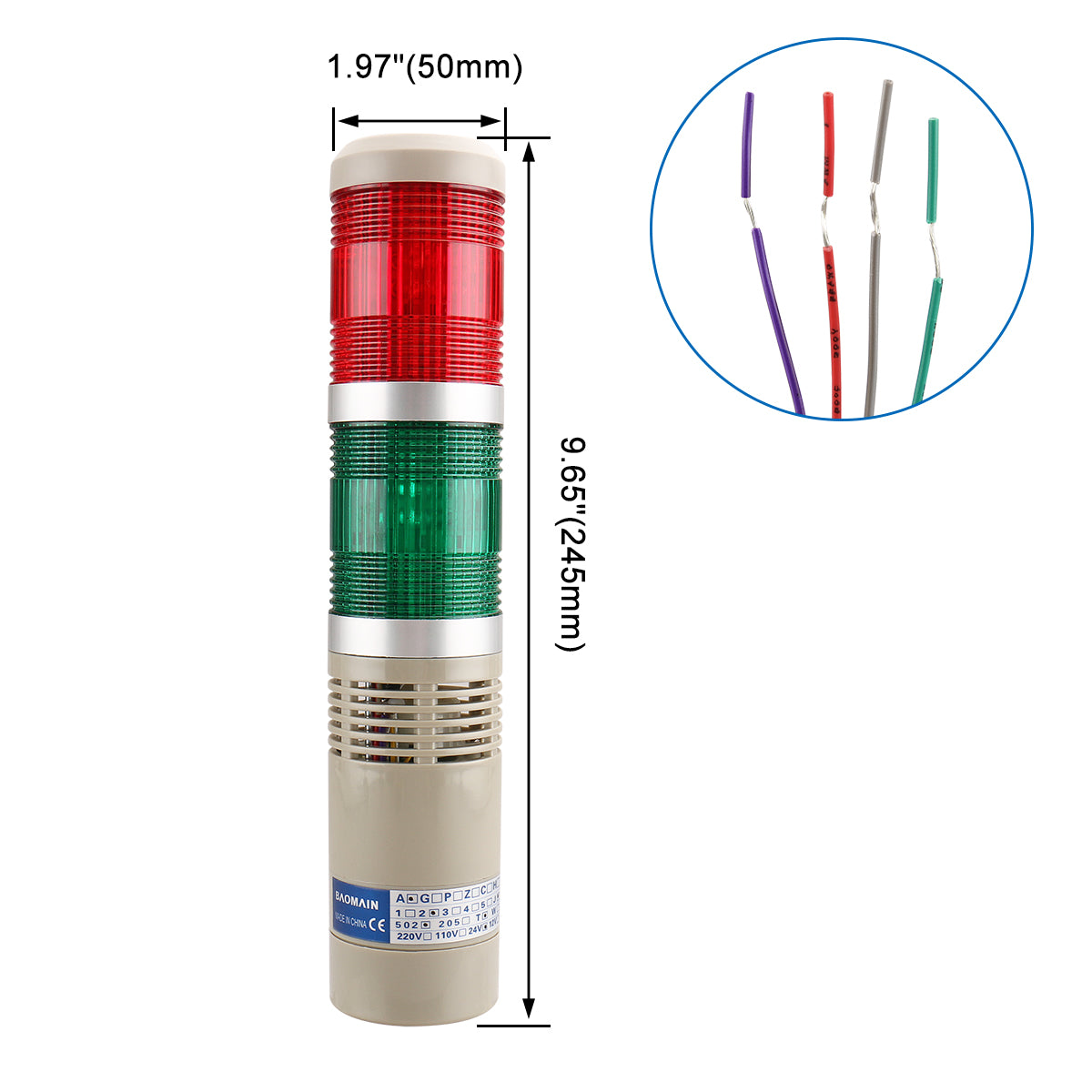 Baomain Industrial Signal Light Column LED Alarm Round Tower Light Ind ...