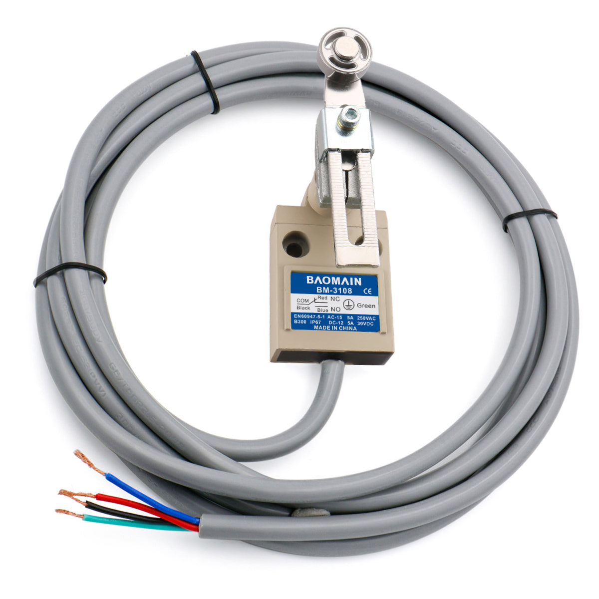 Baomain Limit Switch BM-3108 (TZ-3108) Adjustable Roller Plunger Momentary NO+NC IP67 Waterproof