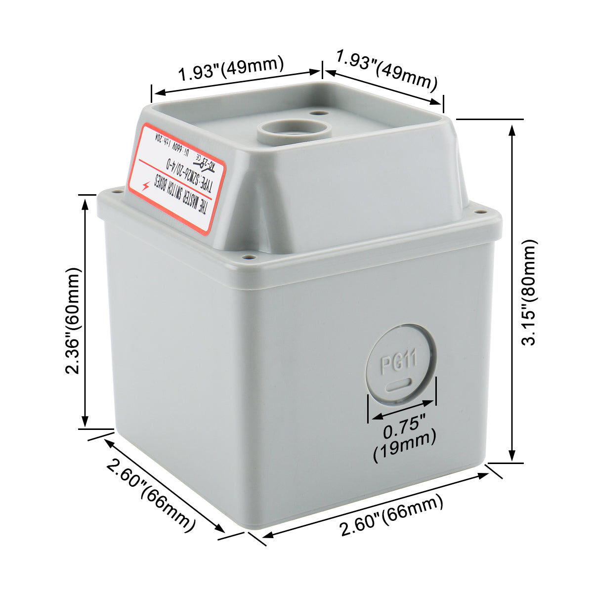 Master Switch Exterior Box SZW26-20/4D Work for Universal Rotary Changeover Cam Switch 660V 20A 3 Phase 4 Phase