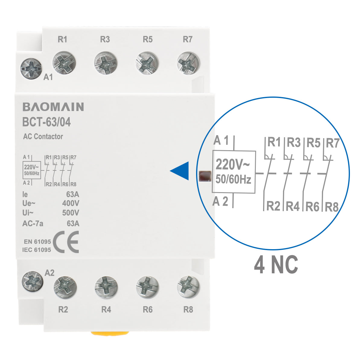 Baomain AC Contactor HC1-63 110V 63A 2 Pole NO Universal Circuit Control –  BAOMAIN
