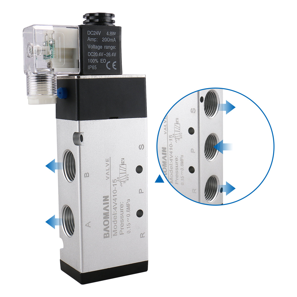 Elettrovalvola Pneumatica TAILONZ 4V410-15 - 24V, 1/2 BSP, 5 Vie - Foto 13
