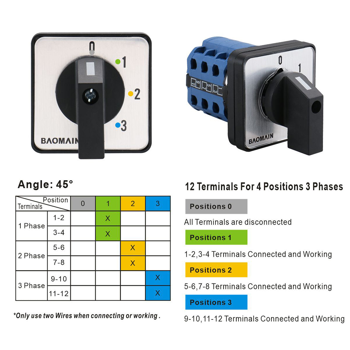 Switch Rotary Cam Include Encoder Baomain Rotary Cam Changeover Switch 660V 20A 12 Terminals 4 Positions ...