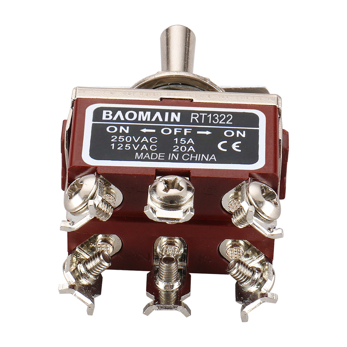 Baomain Toggle Switch DPDT ON/Off/ON 3 Position AC 15A/250V 20A/125V 6 ...