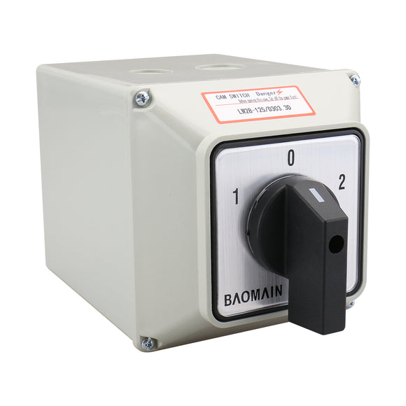 Baomain Universal Rotary Changeover Switch LW28-125/D303.3D with Master Switch Exterior Box LW28-125/4 660V 125A 3 Position 3 Phase