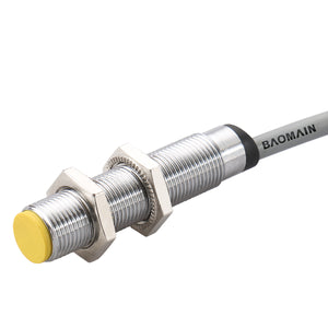 Baomain Switching Distance 2 mm Embedded Threaded Pipe Inductive Sensor Switch Bi2-M12-AD4X DC 10-65V Normally Open, 2 Wire IP67
