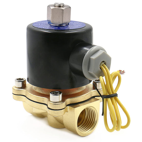 Baomain Pneumatic 1/2 Inch 12V/24V/110V/220V Normally Open 2 Way Brass Electric Solenoid Valve for Water,Air 2W-160-15K