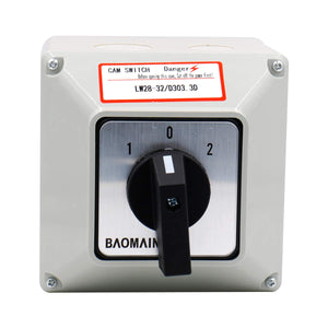 Baomain 32A Universal Rotary Changeover Cam Switch LW28-32/D303.3D 660V 32A 12 Position 3 Phase with Master Switch Exterior Box
