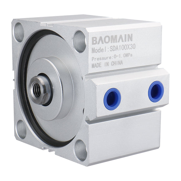 Baomain Compact Thin Pneumatic Air Cylinder SDA-100 Series 100mm Bore Double Action PT3/8 Port