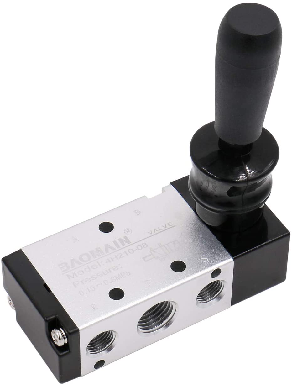 Baomain Manual Hand Lever Control Valve 4H210-08 G1/4" Air Inlet 5 Way 2 Position
