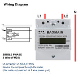 Single Phase Energy Meter Three Wire DDS238-4-R DIN-rail 110V 220V 60Hz 10 (100) A
