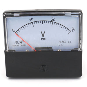 Baomain 60mm X 70mm Analog Panel Voltmeter DH-670 DC 0-30V Rectangular Class 2.0 Volt Meter