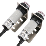 Baomain 1 Pair M18 Infrared Ray Through-Beam Reflection Optical Photoelectric Sensor Switch E3F-5DN2.5L NPN NC 10-30VDC Sensing Distance 5m 3 Wires with Mounting Bracket