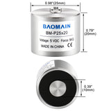 Baomain Electromagnet Solenoid 11LB/5kg Force Electric Lifting Magnet Holding Sucker 25mm BM-P25-20