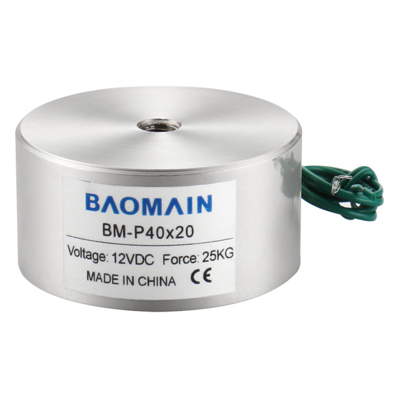 Baomain 55LB 250N Force Electromagnet Solenoid 5V/6V/12V/24V DC Suction Holding Sucker 40mm BM-P 40-20