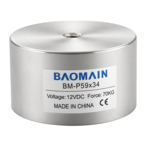 Baomain 154LB /70kg Force Lifting Electromagnet Solenoid 5V/6V/12V/24V BM-P59-34
