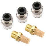 Baomain Pneumatic Fitting 1/4 PT Thread Air Quick Coupler with 1/4 PT Mufflers Work for Solenoid Valve 3V210-08