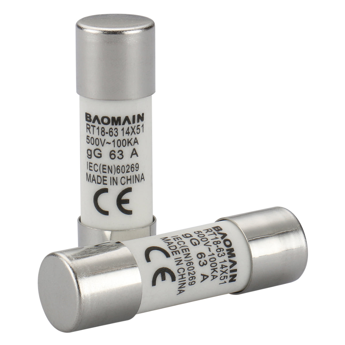 Lot De 10 Fusibles Cylindriques Céramique RT18-63 (RO16) 14x51mm AC 500V 50A - Protection Surcharge & Court-Circuit