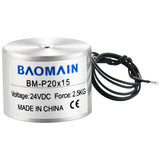 Baomain Electromagnet Solenoid 25N 5.5LB Force Electric Lifting Magnet Holding Sucker 20mm BM-P 20-15