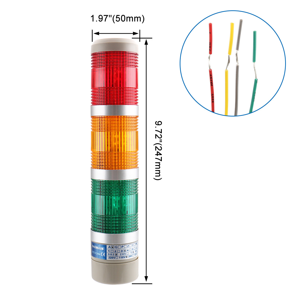 Industrial Signal Light Column Continuous Warning Light Red Green ...