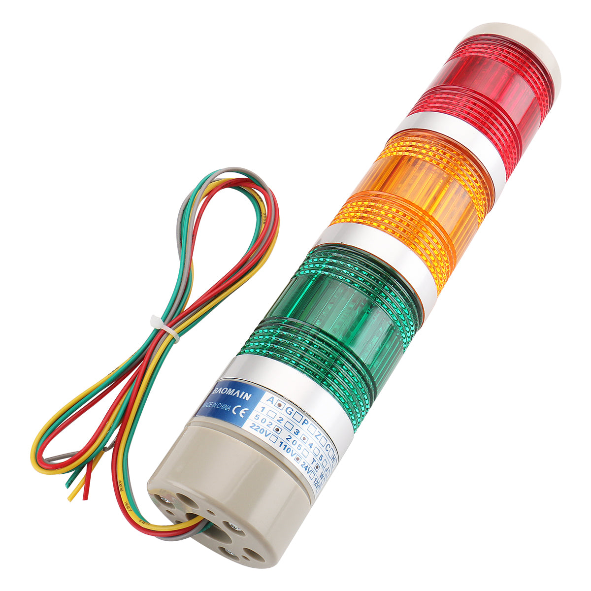 Othmro Industrial Signal Light Column LED Alarm Round Tower Light Indicator Continuous Light Warning Light Red Green Dc 90db 24v 3w 1pcs